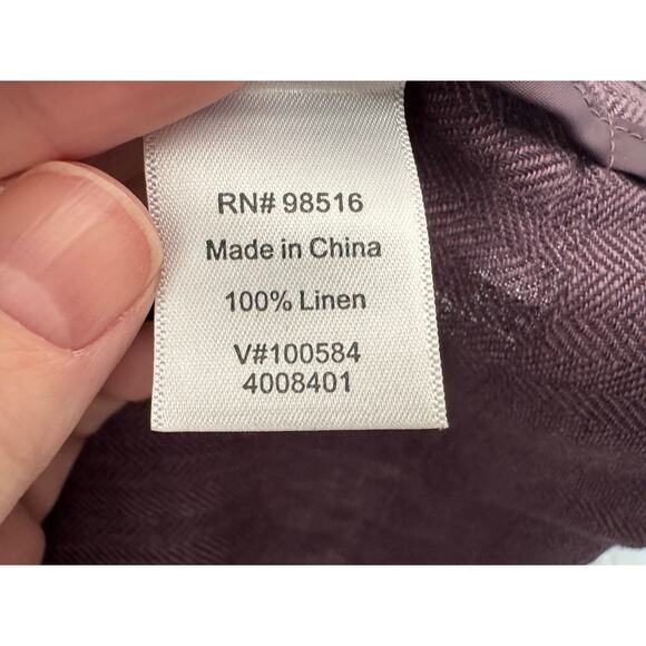 Coldwater Creek 100% Linen Purple Herringbone‎ Open Front Cardigan Size XL/ 18 - Picture 5 of 7
